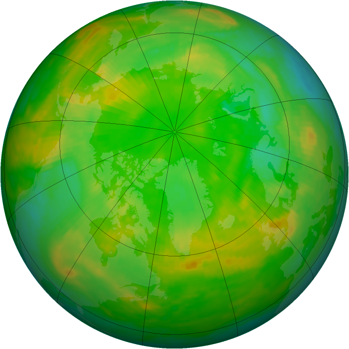 Arctic ozone map for 22 June 1990